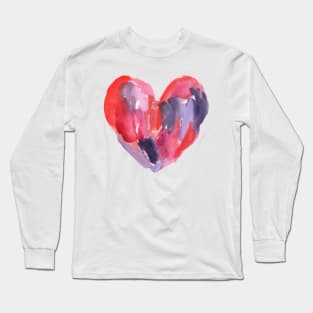 Watercolor Heart in Loose Brushstrokes Long Sleeve T-Shirt